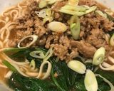 A picture of step 6 of Dan Dan noodles.