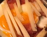 A picture of step 2 of Ciabatta Sandwich with Ham, Egg, and Cheese.