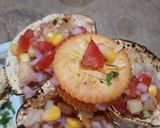 A picture of step 4 of Monaco sandwich and papad Chaat.