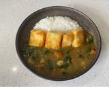 A picture of step 8 of Japanese tofu katsu curry.