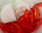 A picture of step 1 of Kielbasa with Bell peppers and Cabbage 🥬🫑.