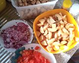 A picture of step 2 of Matoke and beef.