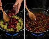 Foto del passaggio 2 della ricetta Sgombro Scottato con Patate alle Erbe, Spinacino Fresco e Salsa Tiepida di Ciliegie e Cipollotti