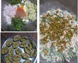 A picture of step 2 of Muthiya (wheat flour)with Masala veggies.