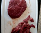 A picture of step 2 of My Sticky Beef Strips marinated in a lovely Sauce.