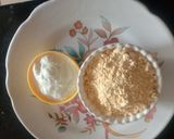 A picture of step 1 of Tasty masaledar Kadhi pakoda with phulka roti for Gujarati dinner.