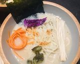 A picture of step 3 of Vegan Ramen with soy milk and seasonal veg 🌱.