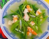 Hình bước làm 3 của món Canh rau muống nấu tôm tươi