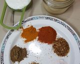 A picture of step 3 of Aalu chicken ka salan.