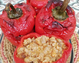 Foto del paso 5 de la receta: Pimientos rojos rellenos de pavo, setas y pasas
