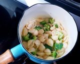 焗烤蛋花椰貝殼麵的食譜步驟2照片