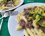 Foto del paso 6 de la receta: Macarrones con salsa de morcilla y crujiente de calabacín