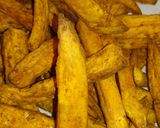 A picture of step 6 of Air Fried Coriander Chunky Sweet Potato Chips.