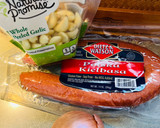 A picture of step 2 of Brussel Sprouts with Kielbasa.