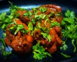 A picture of step 2 of Hyderabadi red chicken.