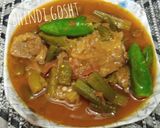 A picture of step 5 of Bhindi gosht.
