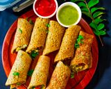 A picture of step 8 of Stuffed Moong Dal Wrap - Veggie & Paneer Stuffed Moong Dal Wrap.