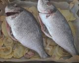 Foto del paso 5 de la receta: Dorada al horno con almejas, gambón, patatas y chipirones