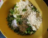 A picture of step 1 of Broccoli Spinch pea shammi.