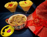 A picture of step 7 of Doodh daliya in pressure cooker (with different toppings).