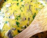 A picture of step 4 of Mushroom Stlilton & Wine Soup. 😘.