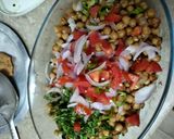 A picture of step 3 of Simple chana chaat with Imli ginger chutney.