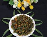 A picture of step 5 of Mustard Okra.