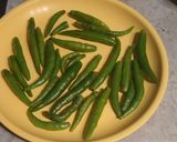 A picture of step 1 of Green Chili Pickle.