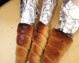 A picture of step 6 of Chicken filled cones.