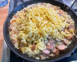 Une image de l'étape 11 de Pâtes d’Alsace aux légumes sautés, saucisses et emmental.