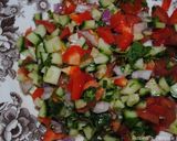A picture of step 2 of Choban salati (Shepherd's salad).