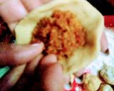 A picture of step 3 of Aata dudh puli or coconut stuffed whole wheat rice dumpling.