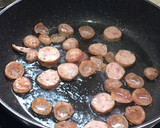 A picture of step 3 of Fried Rice with Egg and Chinese Sausage.