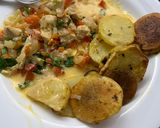 Foto del paso 5 de la receta: Para combatir el frío: 🍗 Pollo al verdeo con crema con papas al horno