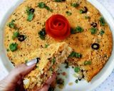 A picture of step 5 of Veg Olive Semolina Savoury Cake.