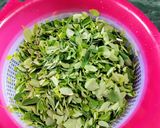 A picture of step 2 of Drumstick Saag with Moong dal and grated Coconut.