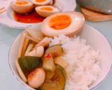 Hình bước làm 4 của món Trứng lòng đào ngâm tương 🥚🥚