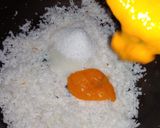 A picture of step 3 of Mango flavour coconut burfi.