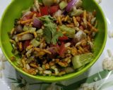 A picture of step 2 of Bhel with leftover namkeen.