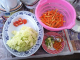 Tumis sayur simple (sawi, wortel, kentang)