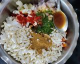 A picture of step 2 of Chickpea Bhel.