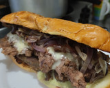 Foto del paso 20 de la receta: Sándwich🥐de berenjena🍆bbq, carne🧅, queso🧀y cebollas grillé🥯🥩🧀