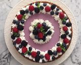 A picture of step 9 of Cake with Blueberry Panna Cotta and Mixed Berries.