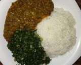 A picture of step 2 of Fried rice, lentils and spinach favourite Easter dish.