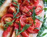 A picture of step 3 of Bruschetta with Arugula.