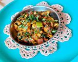 A picture of step 5 of Spring onion, Methi and Alu sabzi.