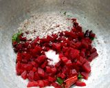 A picture of step 2 of Beetroot poriyal.
