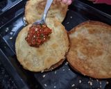 A picture of step 4 of Mexican pizza or Pizzadilla (Taco Bell special).