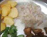 A picture of step 1 of Mirchi Baingan Salan.