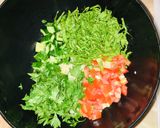 A picture of step 5 of Tabbouleh salad with a twist.